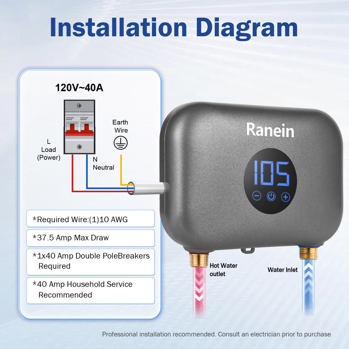 Electric Tankless Water Heater 4.5 kW