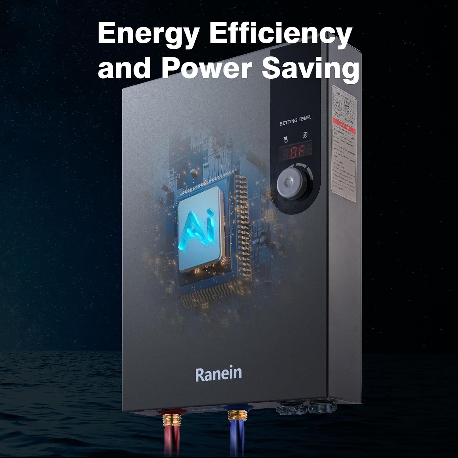 Ranein Electric Tankless Water Heater, 18kW 240V on Demand Instant Endless Water Heater with LED Temperature Display for Residential Whole House Shower, Space Saving