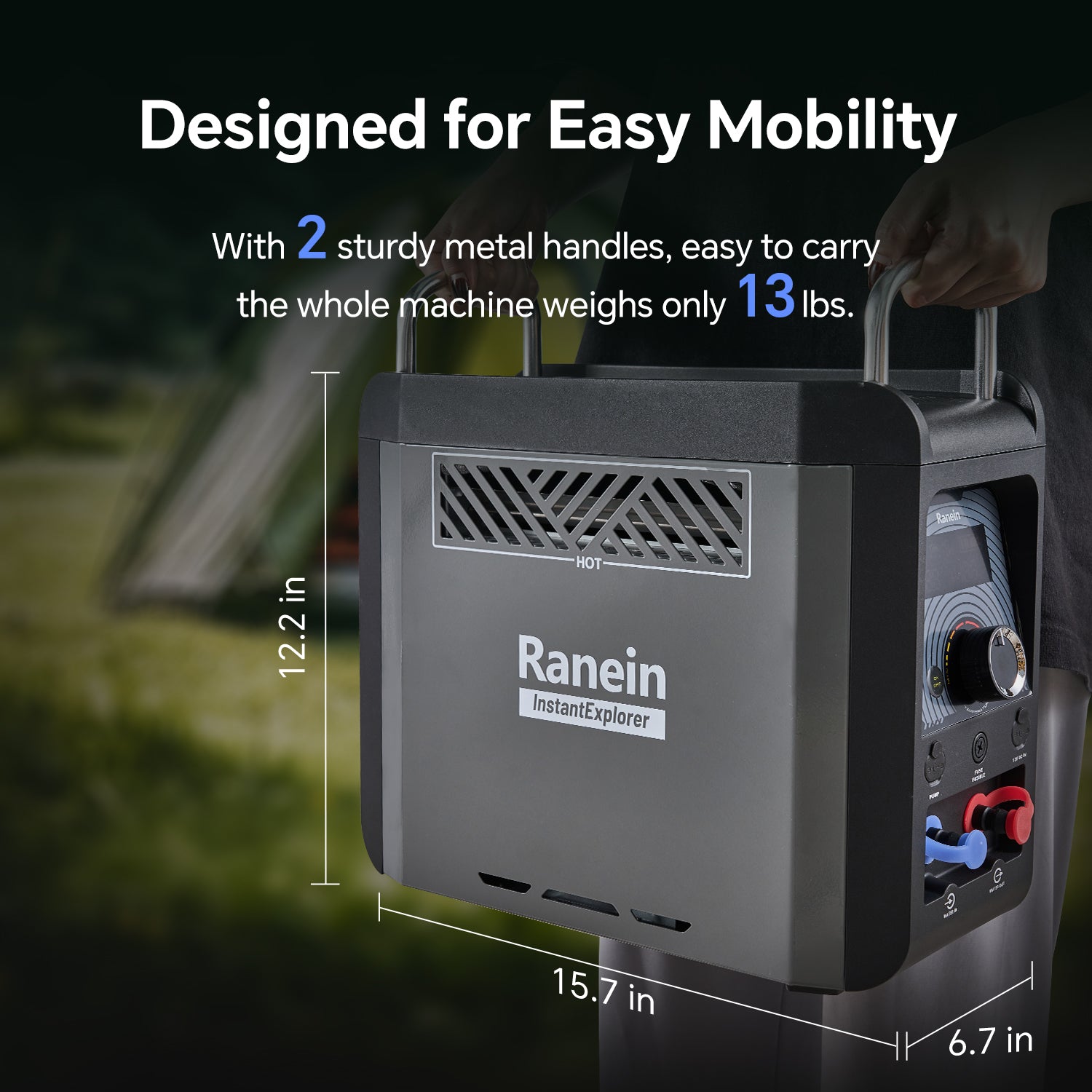 Ranein Portable Water Heater for Camping, Propane On-Demand Camp Water Heater with 4000mAh 1.5h Rechargeable Built-in Battery, Compact Outdoor Instant Hot Shower Heater